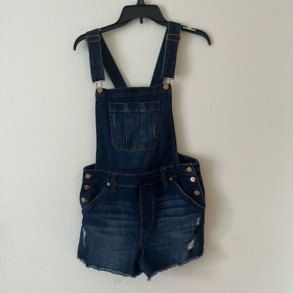 No Boundries denim overall shorts size L - Picture 1 of 7